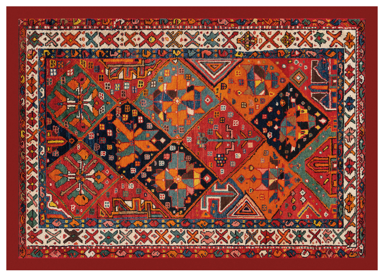 Tappeto Antiscivolo Stampa Digitale Linea Emozioni D'Oriente Bakhtiari Arancio - 108x154 - Arancio