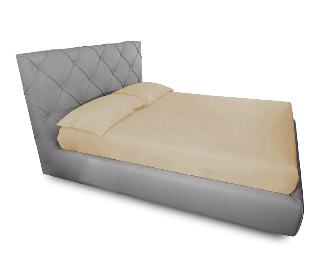 Completo Lenzuola In 100% Cotone In Tinta Unita Made In Italy - Singolo - Beige