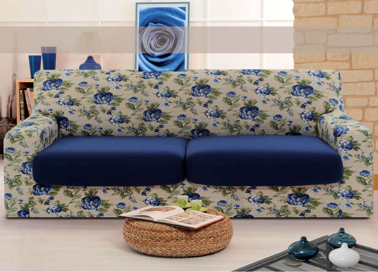 Copridivano Sofa Cover In Fantasia Disegno AB - 3 Posti - AB 2000 Blu