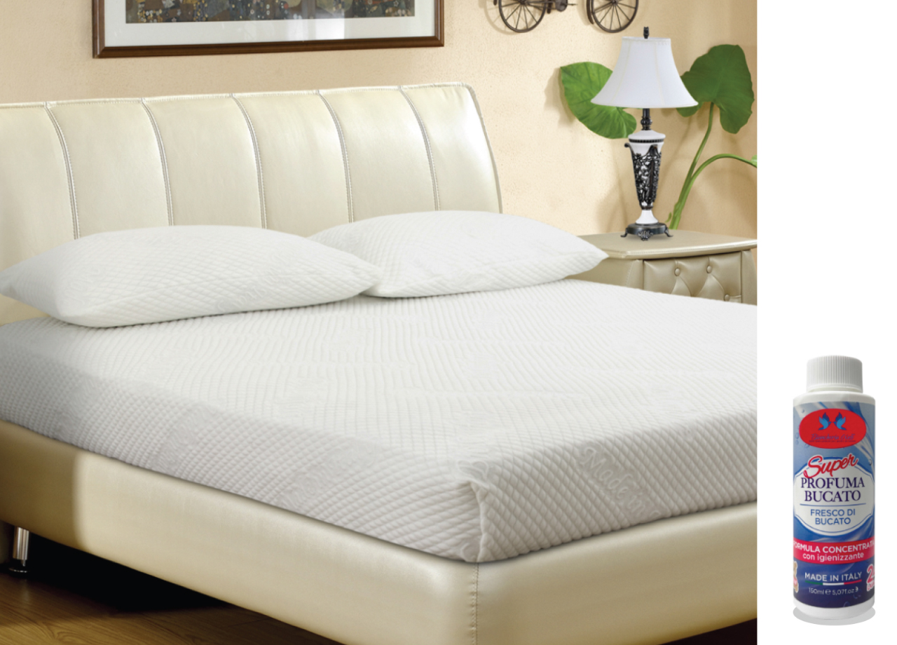 Image of Coprimaterasso Imbottito Elasticizzato Anallergico Federe Cuscino Letto Made Italy - Matrimoniale - Sphere