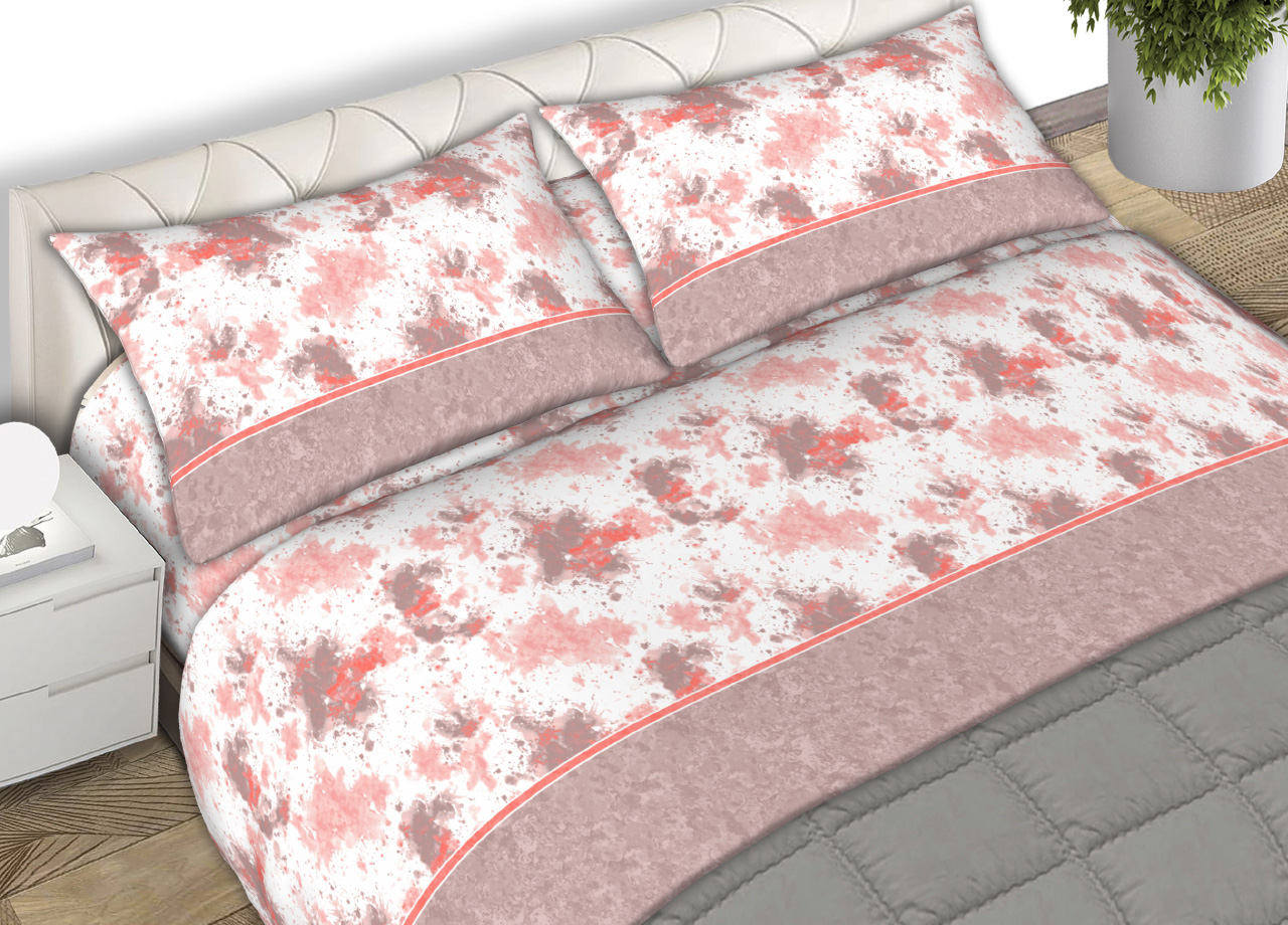 Image of Completo Lenzuola 100% Cotone Made Italy Disegno Stain C.N - Singolo - Rosa