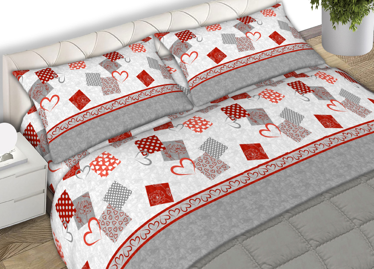 Image of Completo Lenzuola 100% Cotone Made Italy Disegno Style C.N - Singolo - Grigio
