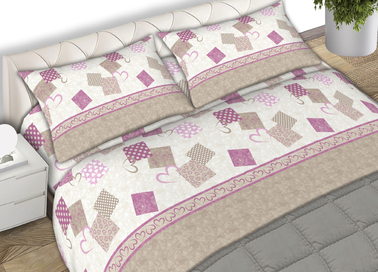 Image of Completo Lenzuola 100% Cotone Made Italy Disegno Style C.N - Singolo - Tortora