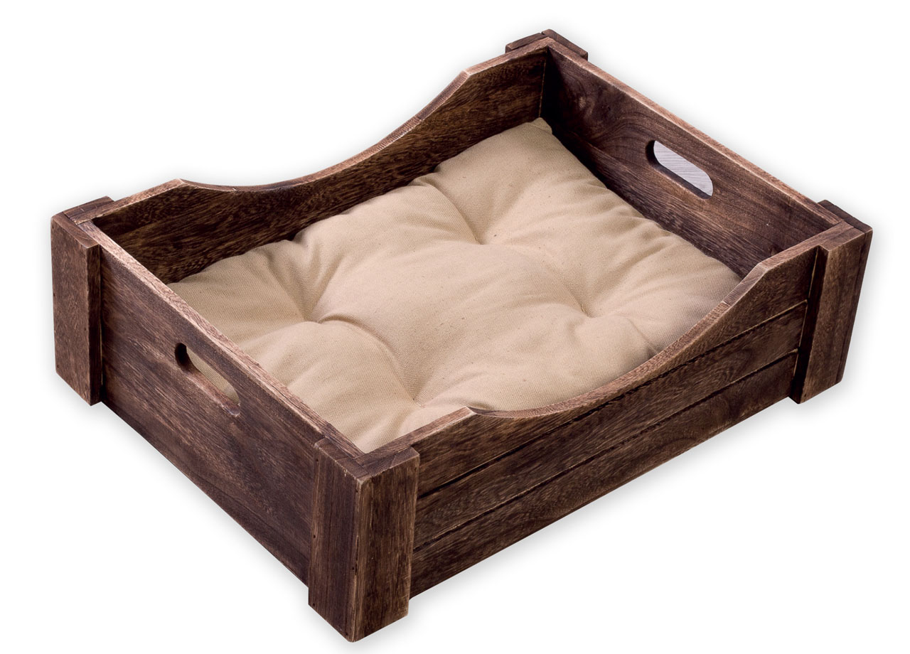 Image of Cuccia Cassetta Cane Gatto Cuscino Morbido Materassino Animali Domestici Wooden