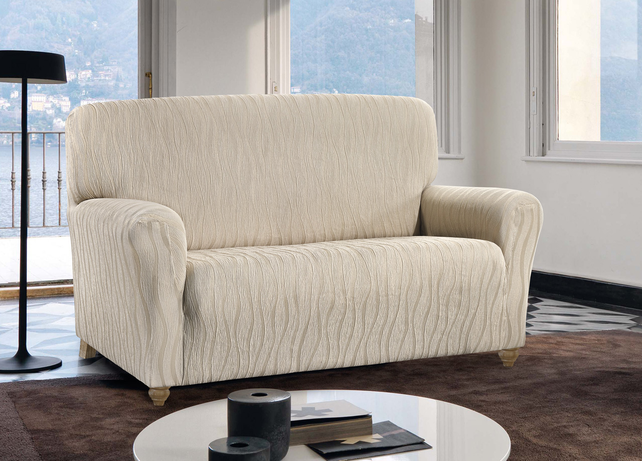 Copridivano Sofà Poltrona Elasticizzato Protezione Macchie Modello Wonderful - 2 Posti - Panna