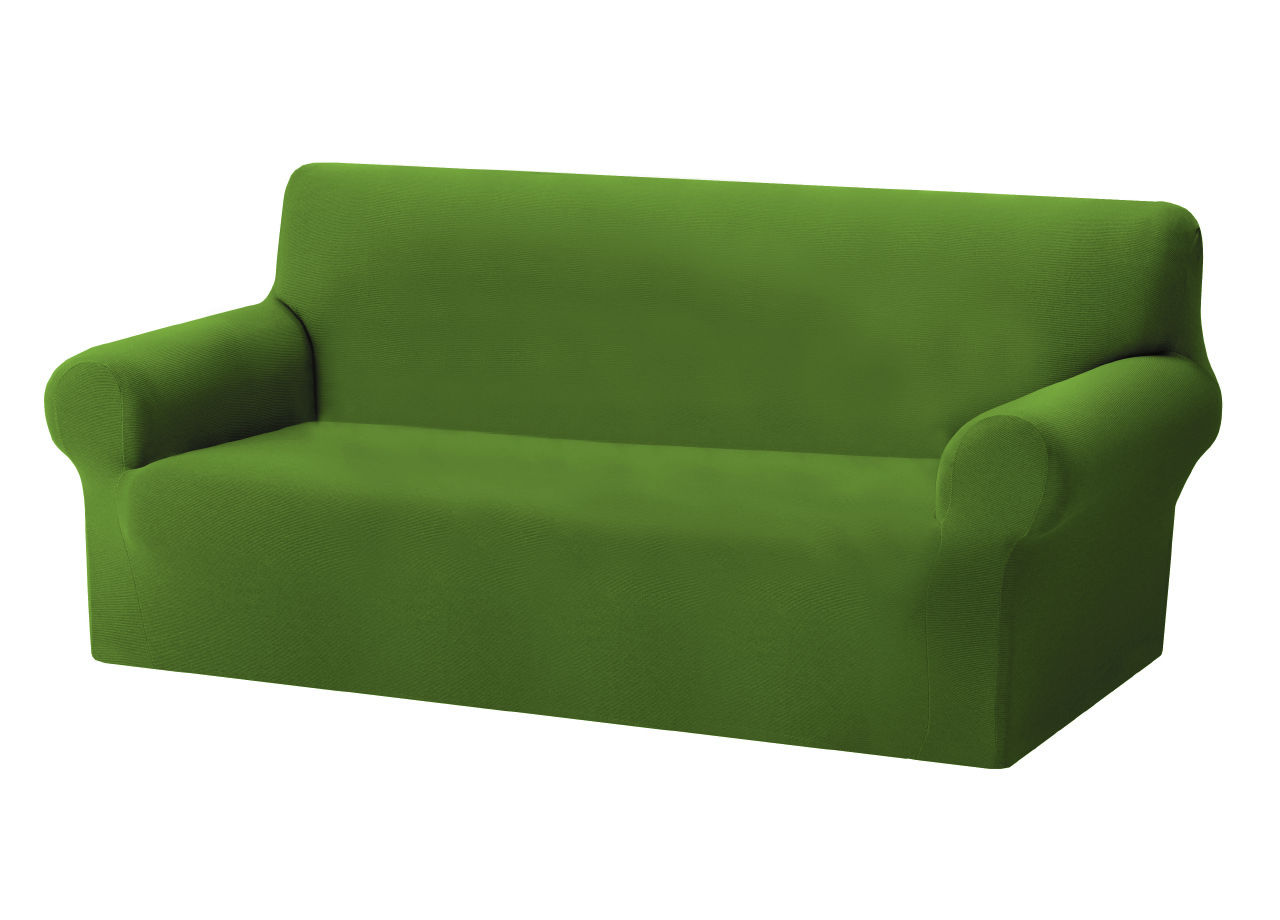 Copridivano Copriseduta Sofà Elasticizzato Tinta Unita Smile Tessuto Millerighe - 4 Posti - Verde