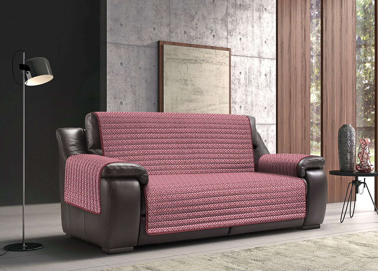 BIANCHERIAWEB Copridivano Trapuntato Double Face Lello – Tortora/Bordeaux – Antimacchia E Impermeabile – Con Elastici – Per Poltrona 1 Posto