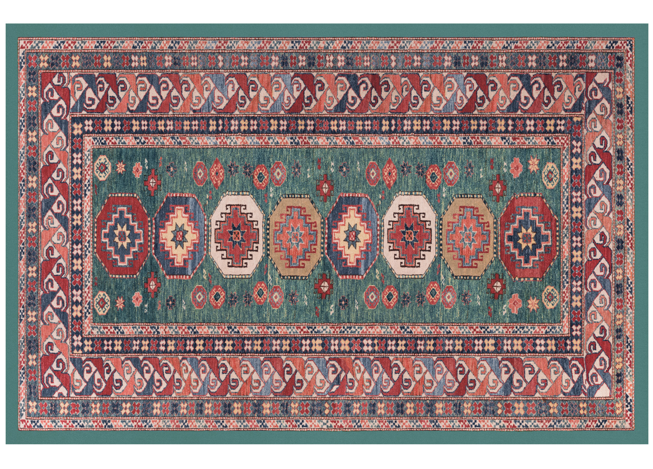 Tappeto Antiscivolo Stampa Digitale Linea Emozioni D'Oriente Dis. Kazak - 154x239 - Kazak