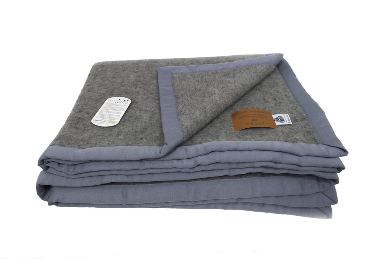 Image of Coperta Invernale Modello Lambswool In 100% Pura Lana Vergine - Matrimoniale - Grigio Fumo