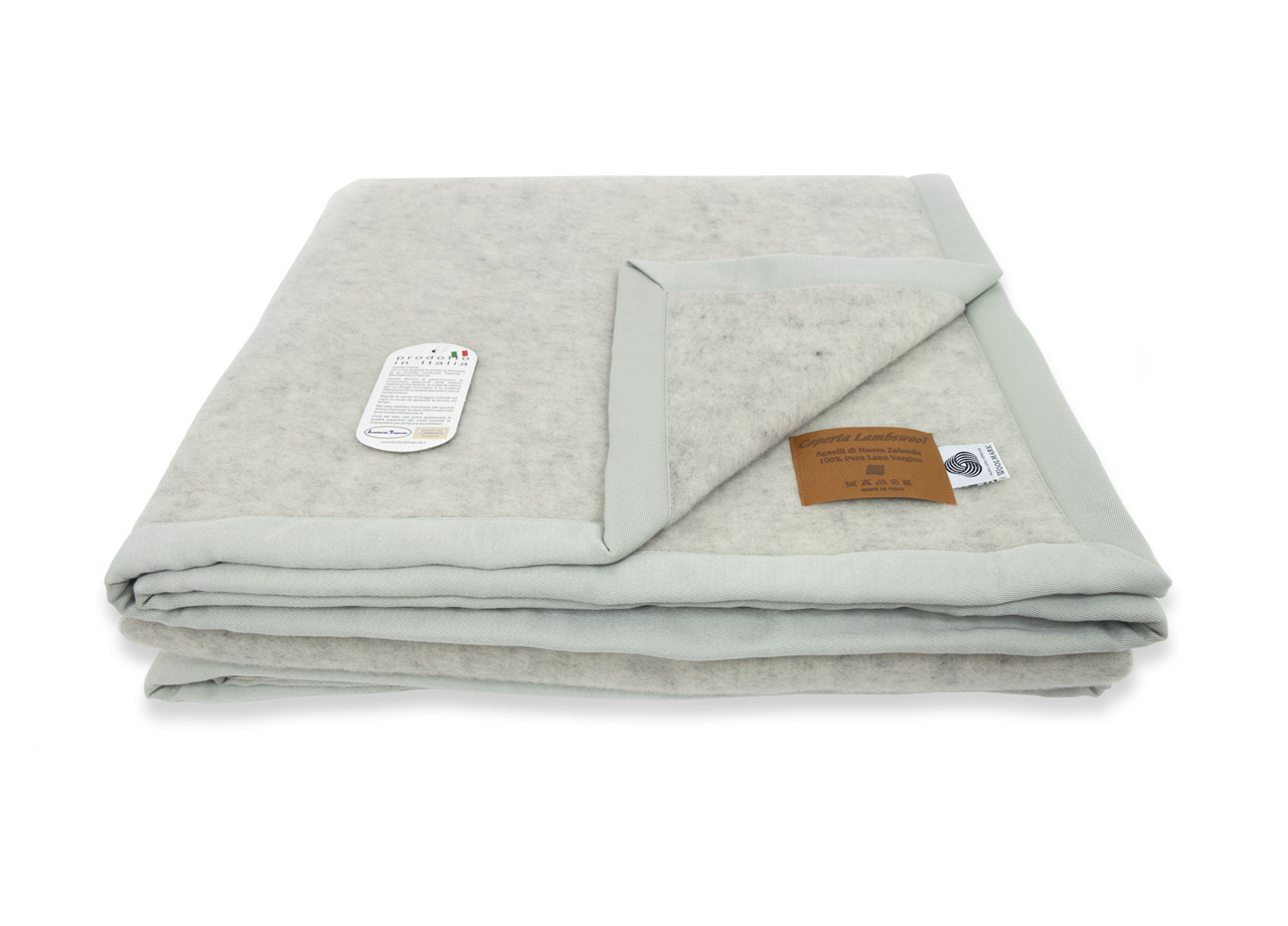 Image of Coperta Invernale Modello Lambswool In 100% Pura Lana Vergine - Matrimoniale - Grigio Luna