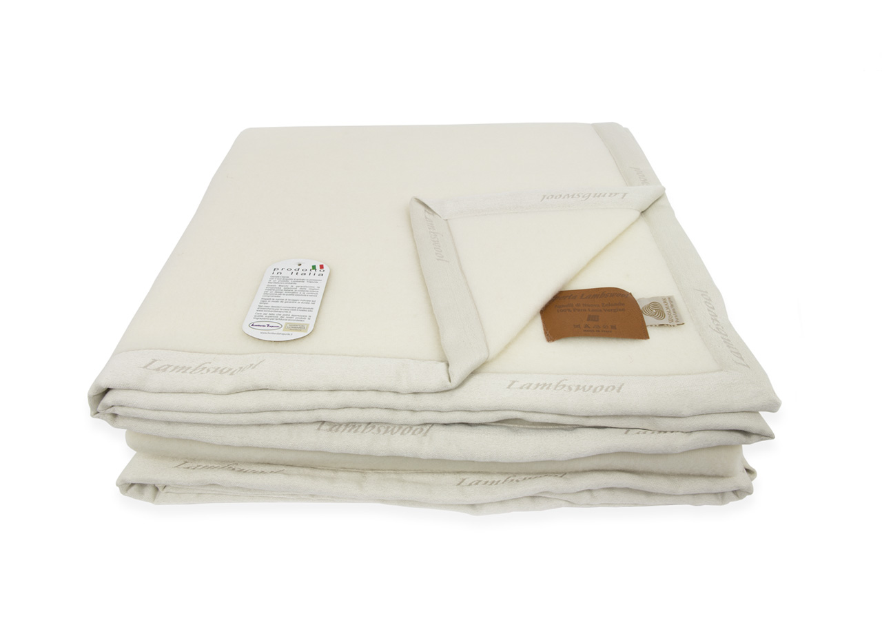 Image of Coperta Invernale Modello Lambswool In 100% Pura Lana Vergine - Matrimoniale - Naturale