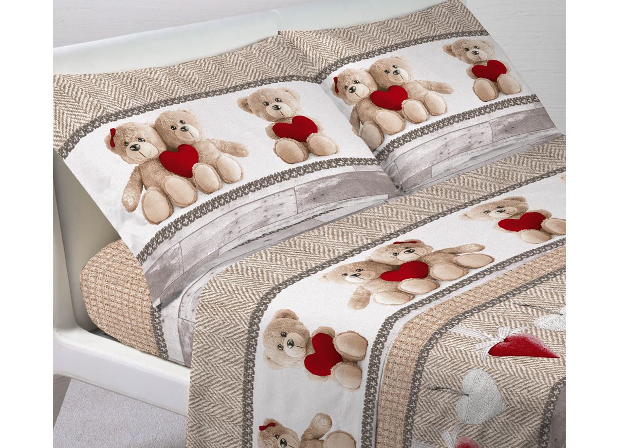 Image of Completo Lenzuola In 100% Cotone Fantasia Sweet Orsetto - Singolo - Sweet Orsetto