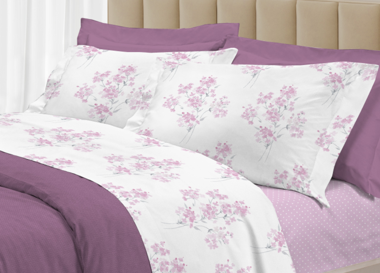 Completo Lenzuola Letto 100% Cotone Made Italy 3027 Disegno Primavera - Foto 14 di 17