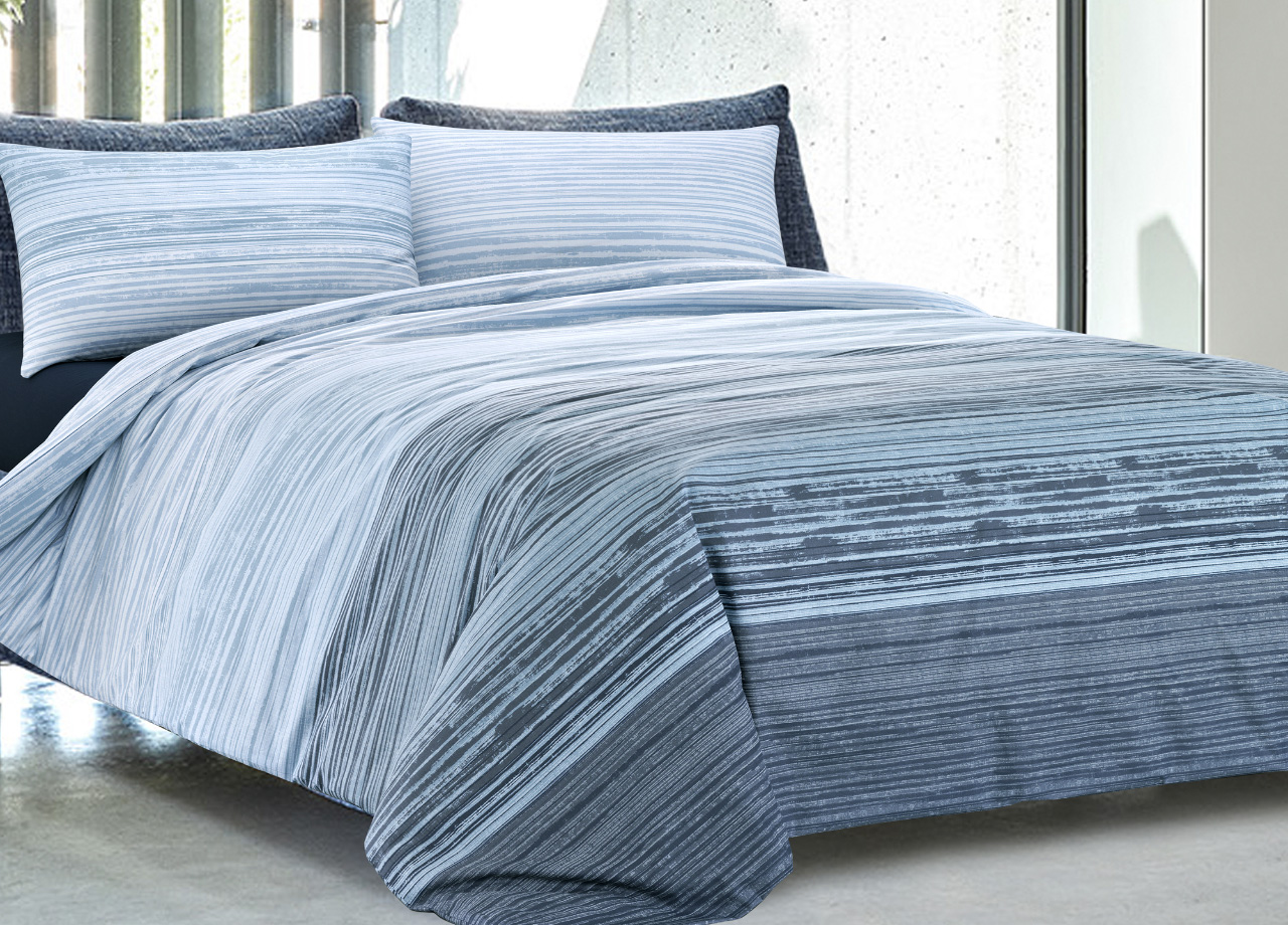 Image of Completo Lenzuola Letto 100% Cotone Made In Italy Disegno Padel - Matrimoniale - Blu