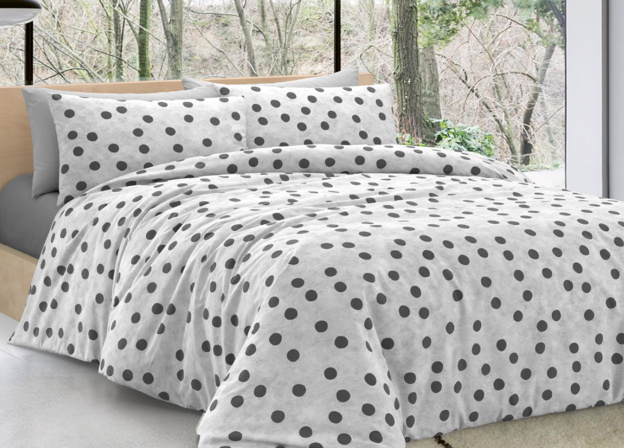 Image of Completo Lenzuola Letto 100% Cotone Made In Italy Disegno Pois LT - Matrimoniale - Pois