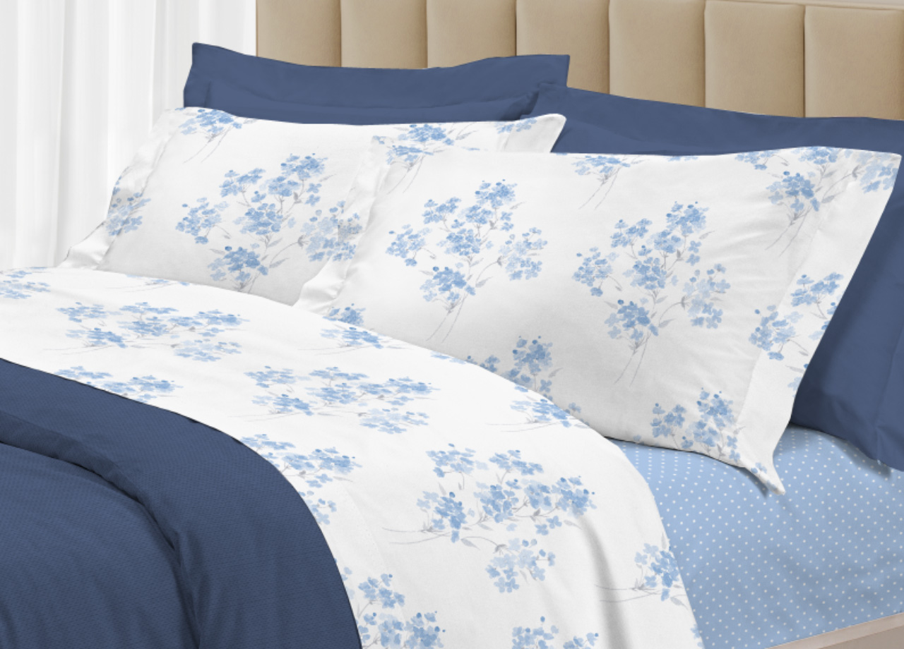 Completo Lenzuola Letto 100% Cotone Made Italy 3027 Disegno Primavera - Foto 2 di 17