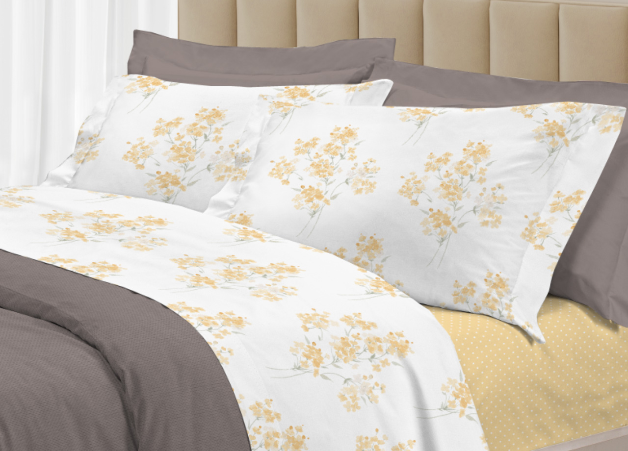Completo Lenzuola Letto 100% Cotone Made Italy 3027 Disegno Primavera - Foto 6 di 17