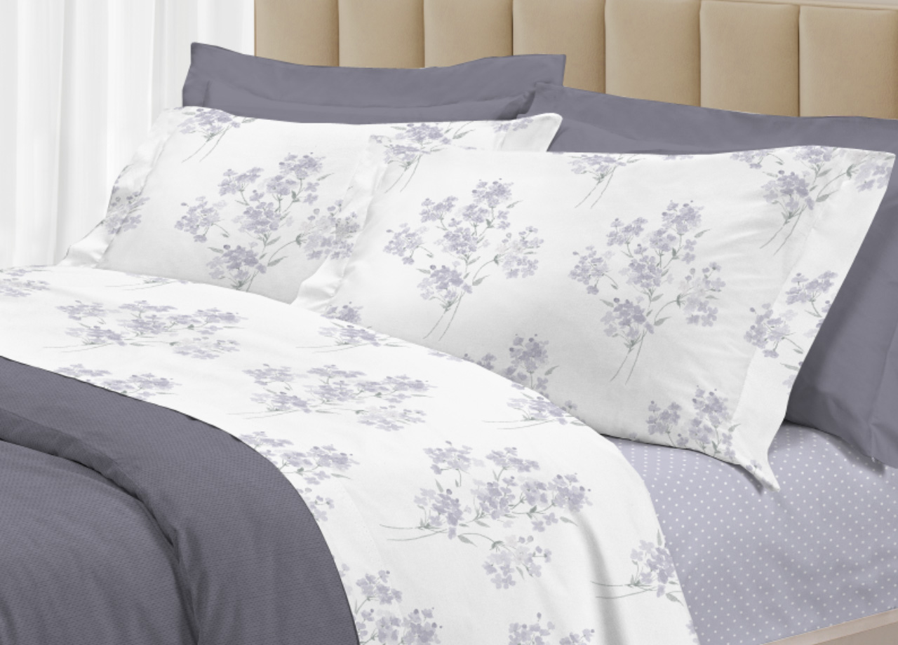 Completo Lenzuola Letto 100% Cotone Made Italy 3027 Disegno Primavera - Foto 10 di 17