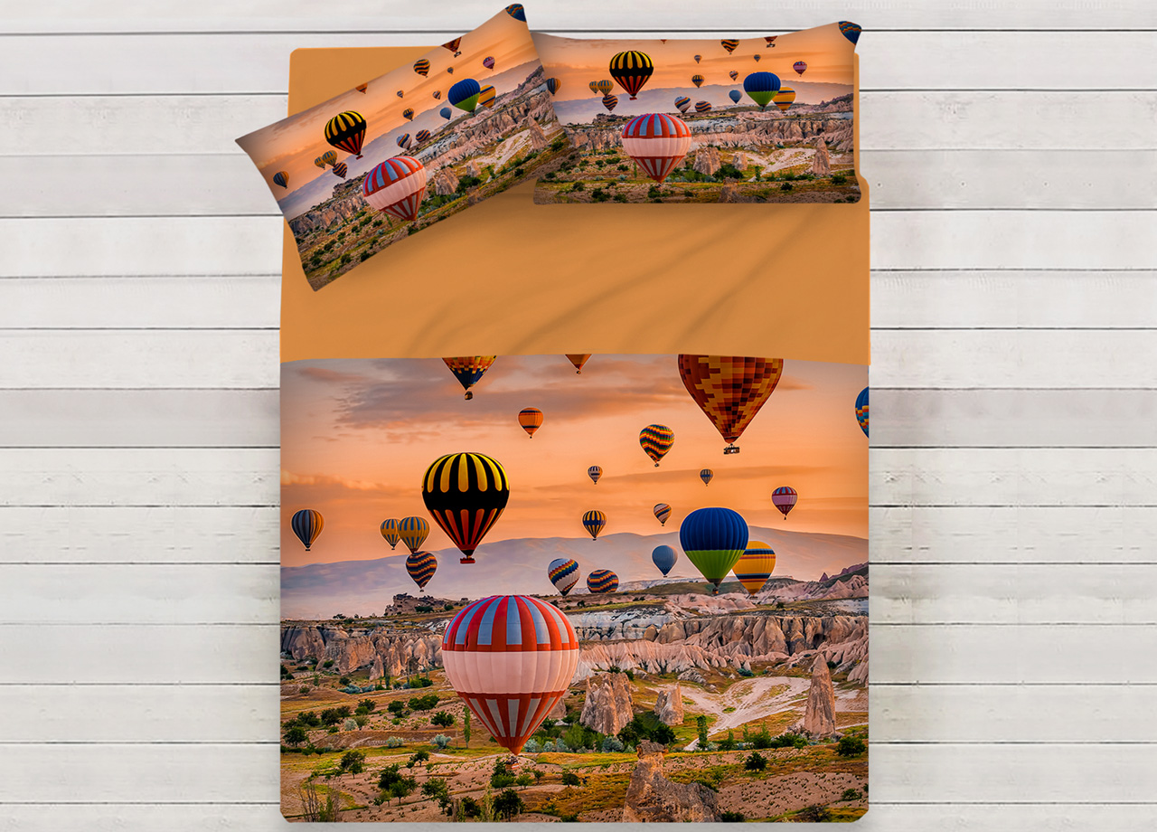 Image of Lenzuola Copriletto Letto Sogni D&#39;oro 100% Cotone Disegno Air Balloon 59/78 - Singolo - Air Balloon 59