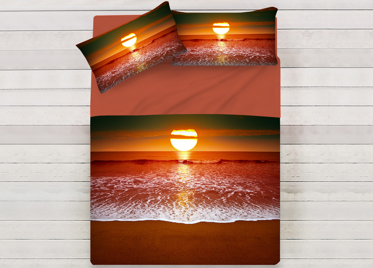 Image of Lenzuola Copriletto Letto Sogni D&#39;oro 100% Cotone Disegno Sunset 58 - Piazza E Mezza - Sunset 58
