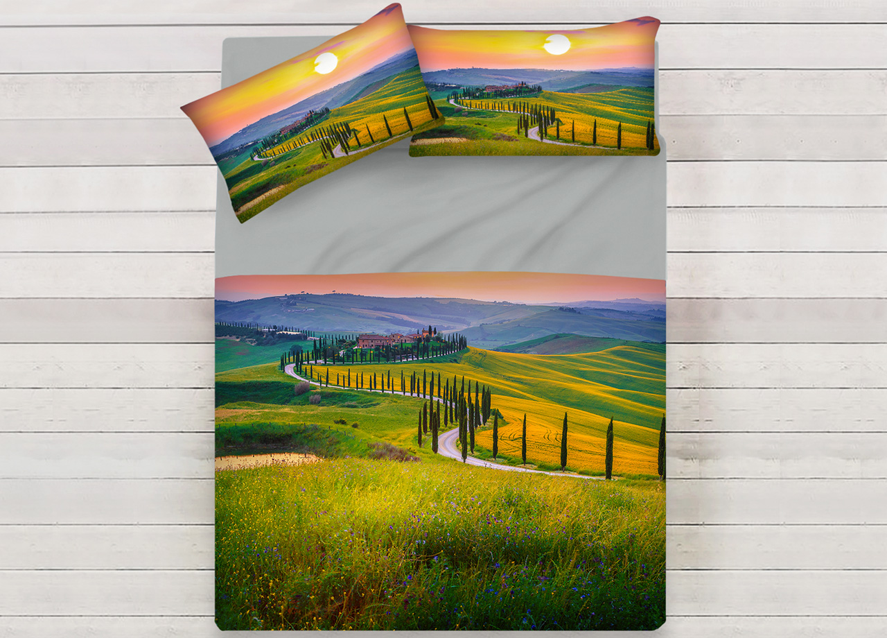Image of Lenzuola Copriletto Letto Sogni D&#39;oro 100% Cotone Disegno Tuscany 65 - Singolo - Tuscany 65
