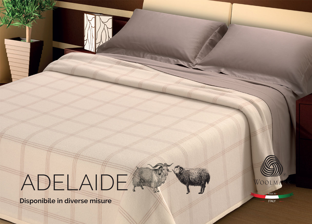 Image of Coperta Invernale Modello Adelaide In Lana Merino - Matrimoniale - Adelaide