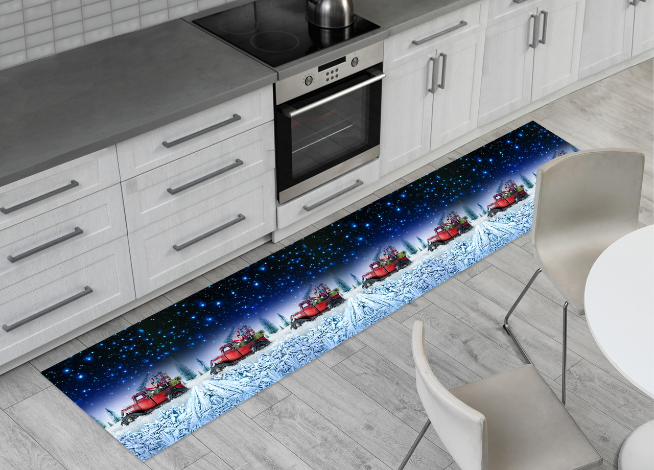 Image of Tappeto Passatoia Cucina Antiscivolo Sottolavello Digitale Natale Pickup Present - 52x600 - Pickup Present