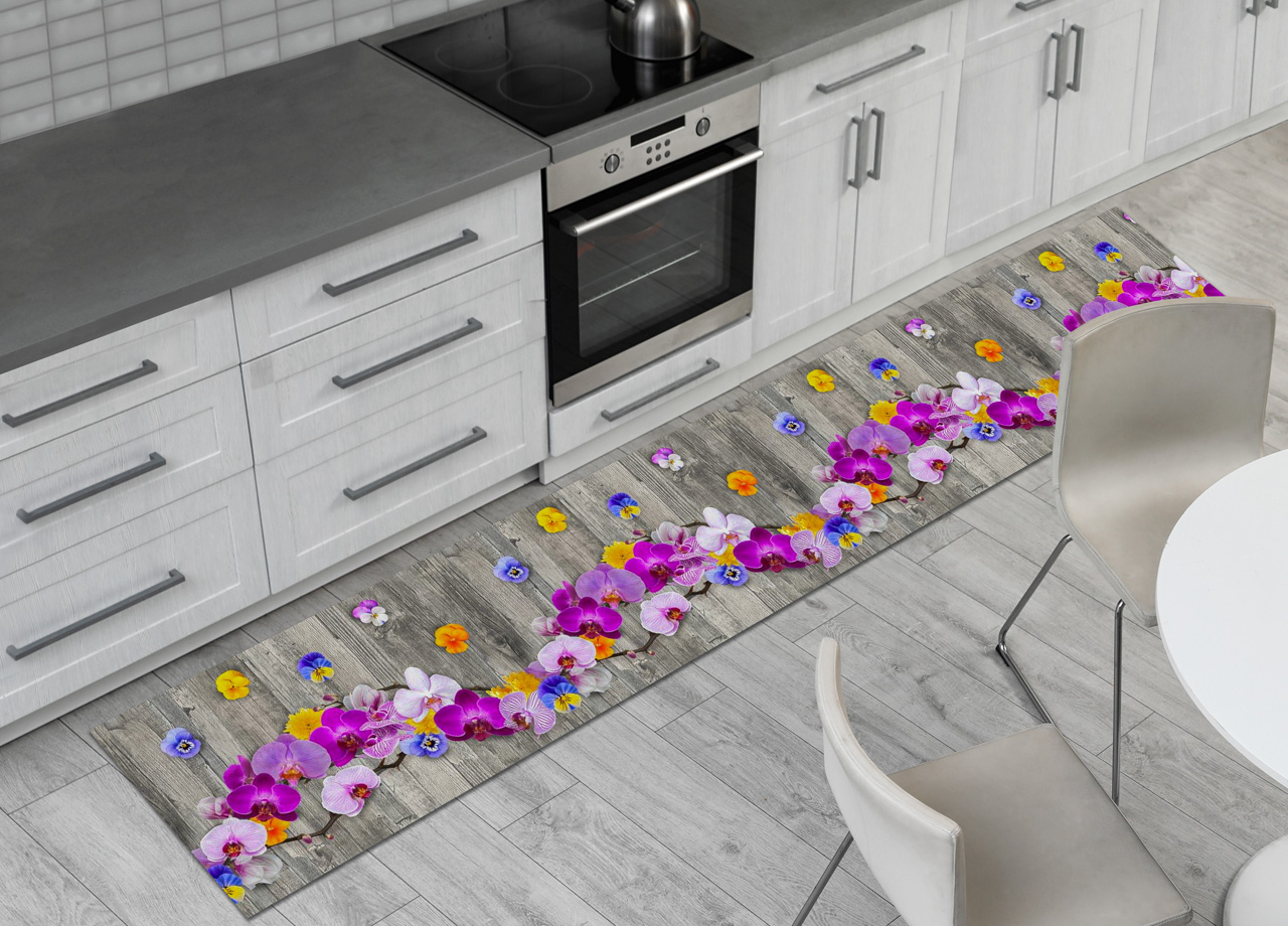 Image of Tappeto Passatoia Cucina Antiscivolo Stampa Digitale Dis. Onda Orchidea - 50x280 - Orchidea