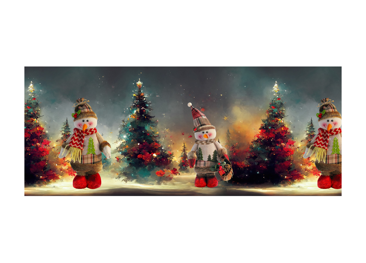 Image of Tappeto Natale Passatoia Cucina Antiscivolo Sottolavello Digitale Pupazzo Albero 481 - 50x280 - Pupazzo Albero