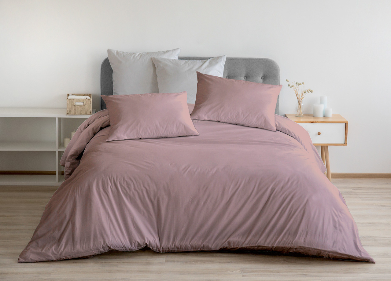 Sacco Copripiumino In 100% Cotone Percalle Made In Italy In Tinta Unita - Singolo - Rosa