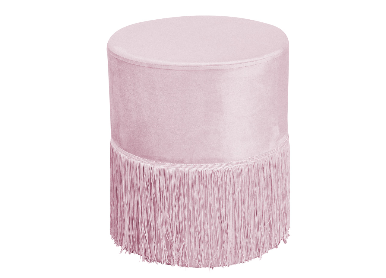 Pouf Salotto/Camera Con Frangette Imbottito Modello Velvet Malibù Tinta Unita - Pouf - Cipria