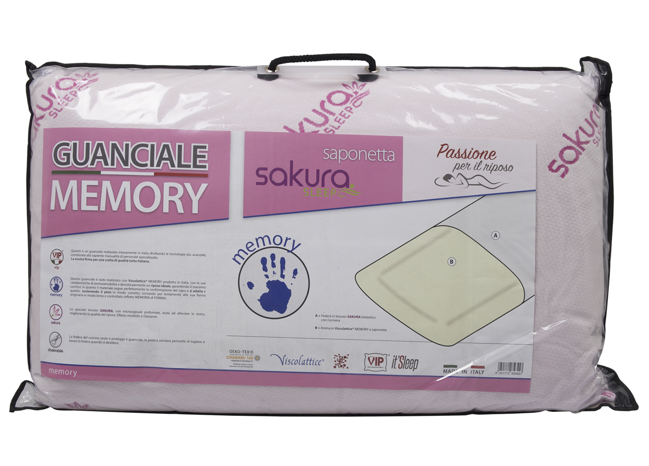 Image of Guanciale Cuscino Letto 50x80 cm Memory Anallergico Traspirante Sakura