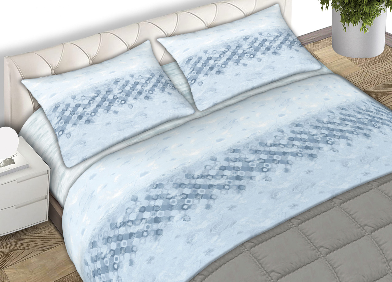Image of Completo Lenzuola 100% Cotone Made Italy Fantasia Cell C.N. - Singolo - Azzurro