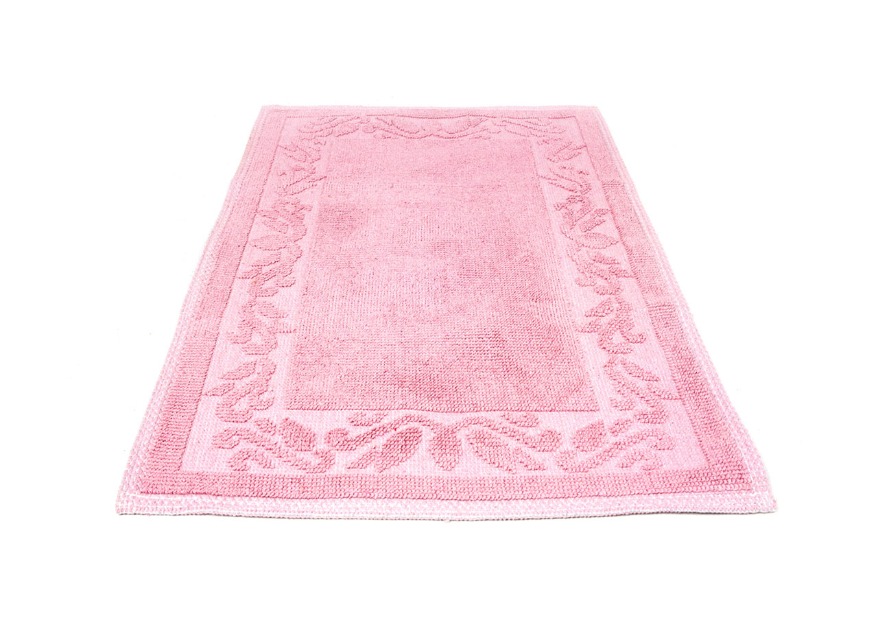 Image of Tappeto Casa Bagno/Cucina Cotone In Tinta Unita Disegno Annette Colore Rosa - 120x180 - Rosa