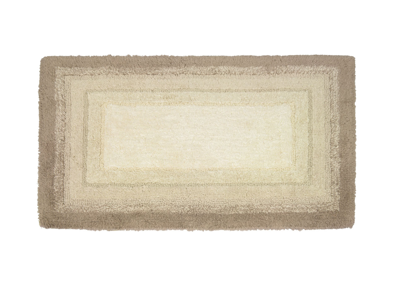 Tappeto Bagno Rettangolare In Spugna Morbida Antiscivolo Degradè Naturale - 55x110 - Naturale
