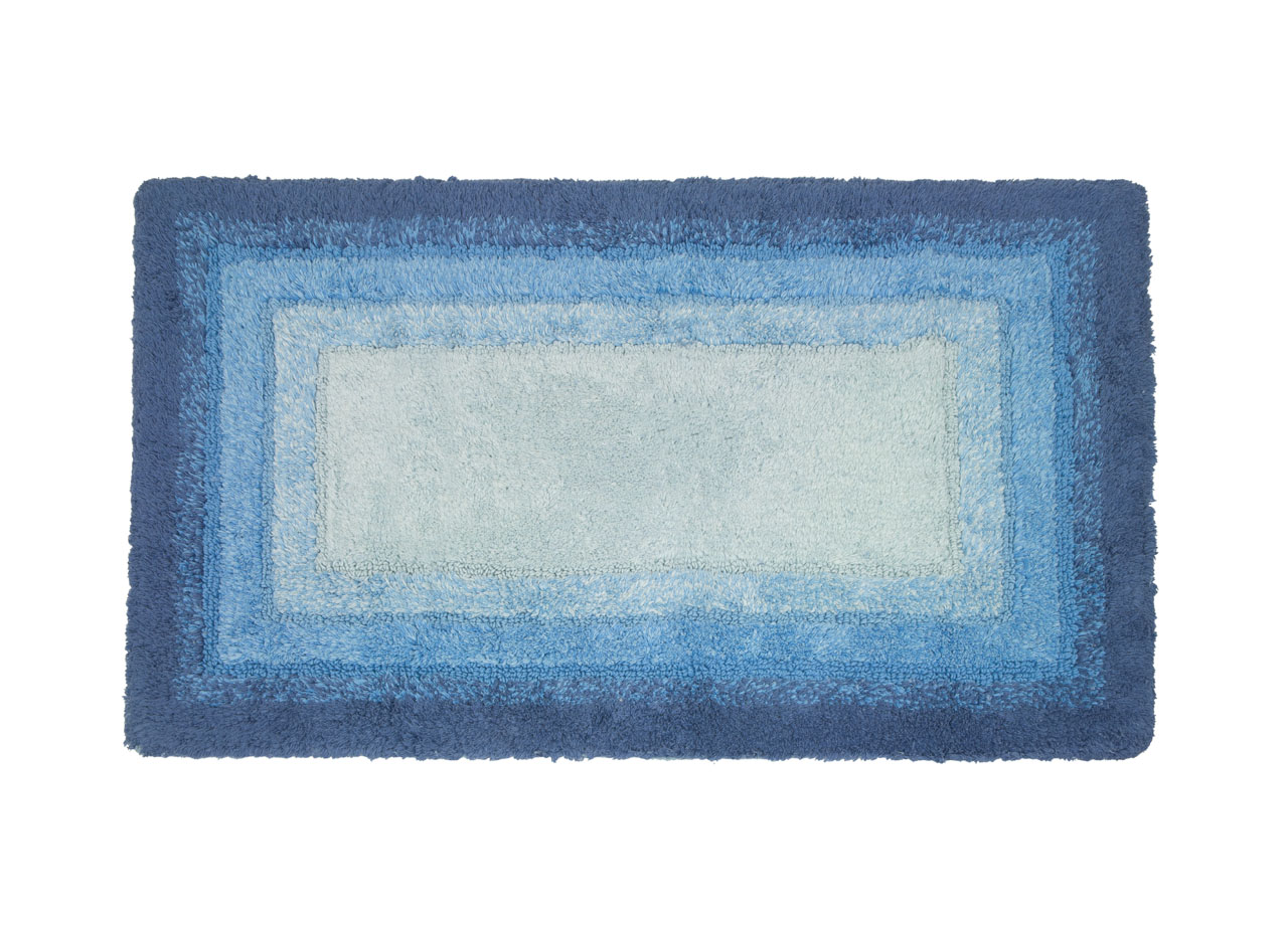 Tappeto Bagno Rettangolare In Spugna Morbida Antiscivolo Degradè Oceano - 55x110 - Oceano