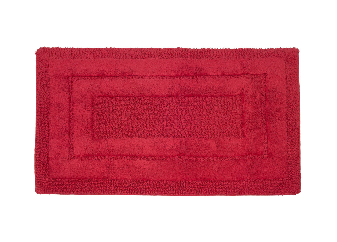 Image of Tappeto Casa Bagno Cotone Spugna Morbida Tinta Unita Antiscivolo Sirio Carminio - 55x100 - Carminio