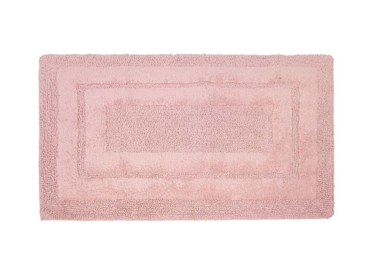 Image of Tappeto Casa Bagno Cotone Spugna Morbida Tinta Unita Antiscivolo Sirio Rosa - 55x100 - Rosa