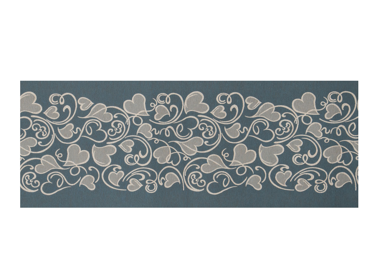 Image of Tappeto Passatoia Tessuto Jacquard Linea Emozioni Disegno Amour Jeans - 57x320 - Jeans
