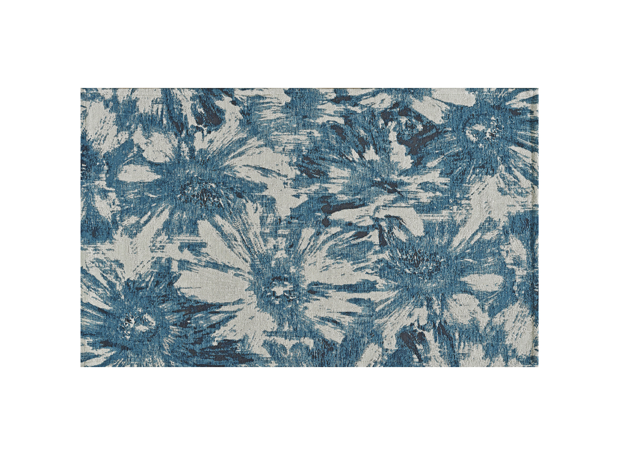 Image of Tappeto Salotto Velour Antiscivolo Dis Fior Di Loto Colore Jeans Suardi - 175x240 - Jeans