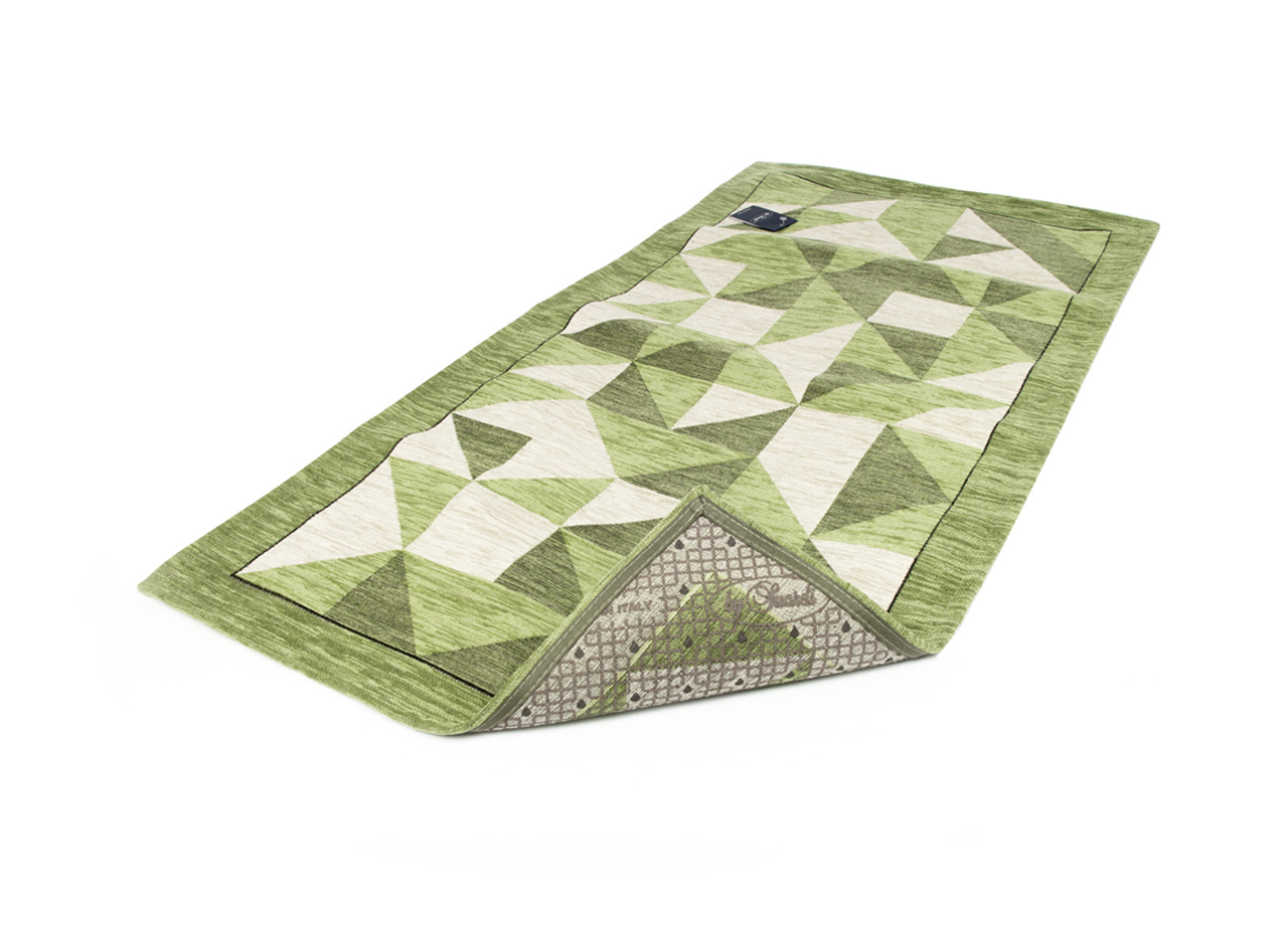 Tappeto Passatoia Cucina Salotto Antimacchia Retro Antiscivolo Origami - 140x200 - Verde