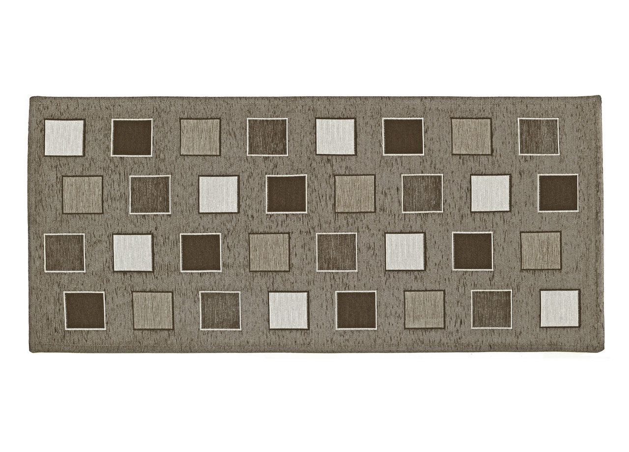 Image of Tappeto Passatoia Runner Cucina Antiscivolo Lavabile Disegno Square Suardi - 55x280 - Fango