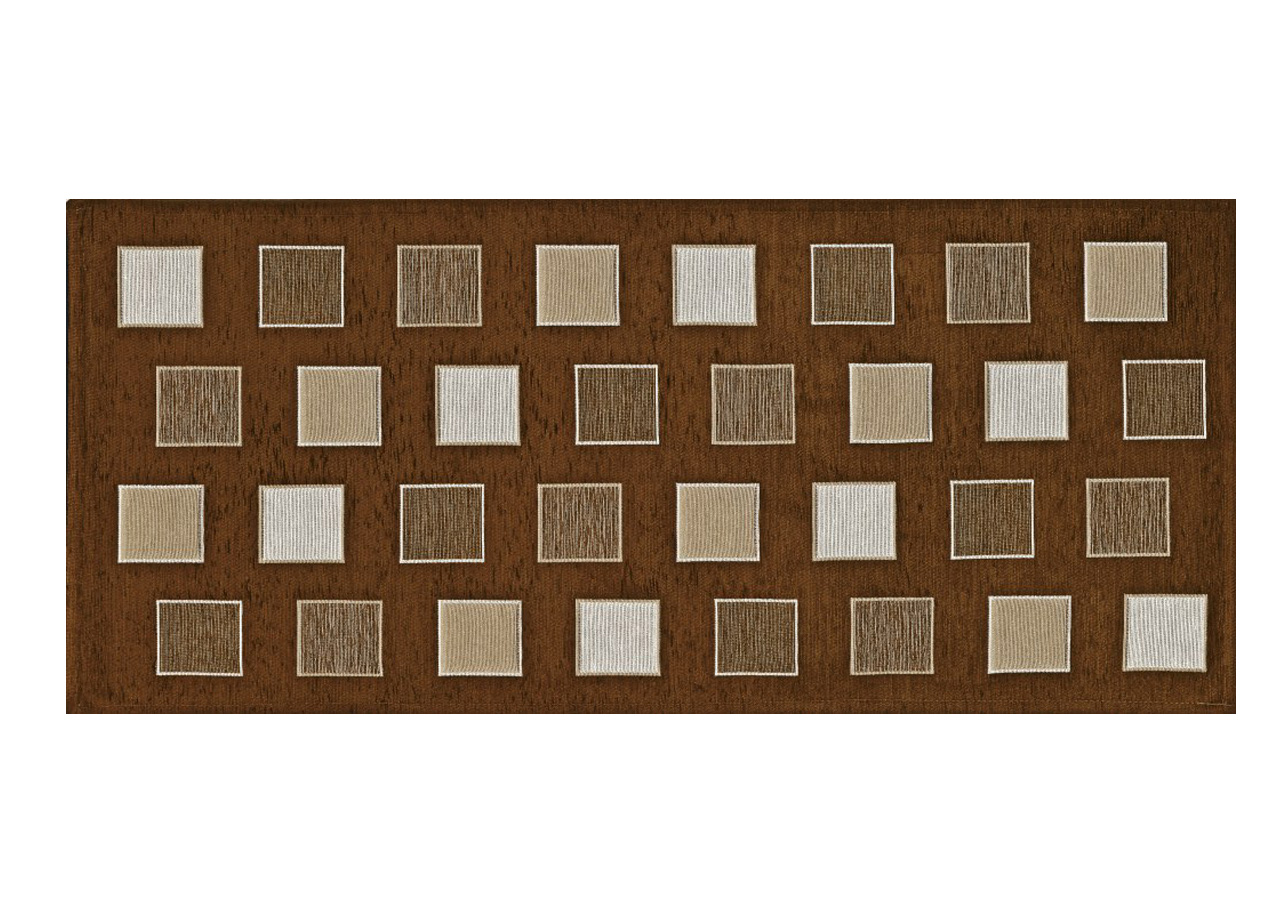 Image of Tappeto Passatoia Runner Cucina Antiscivolo Lavabile Disegno Square Suardi - 55x280 - Marrone