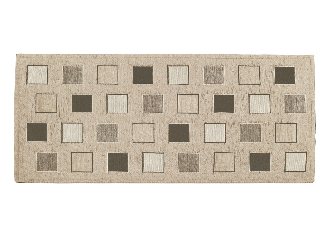 Image of Tappeto Passatoia Runner Cucina Antiscivolo Lavabile Disegno Square Suardi - 55x280 - Tortora