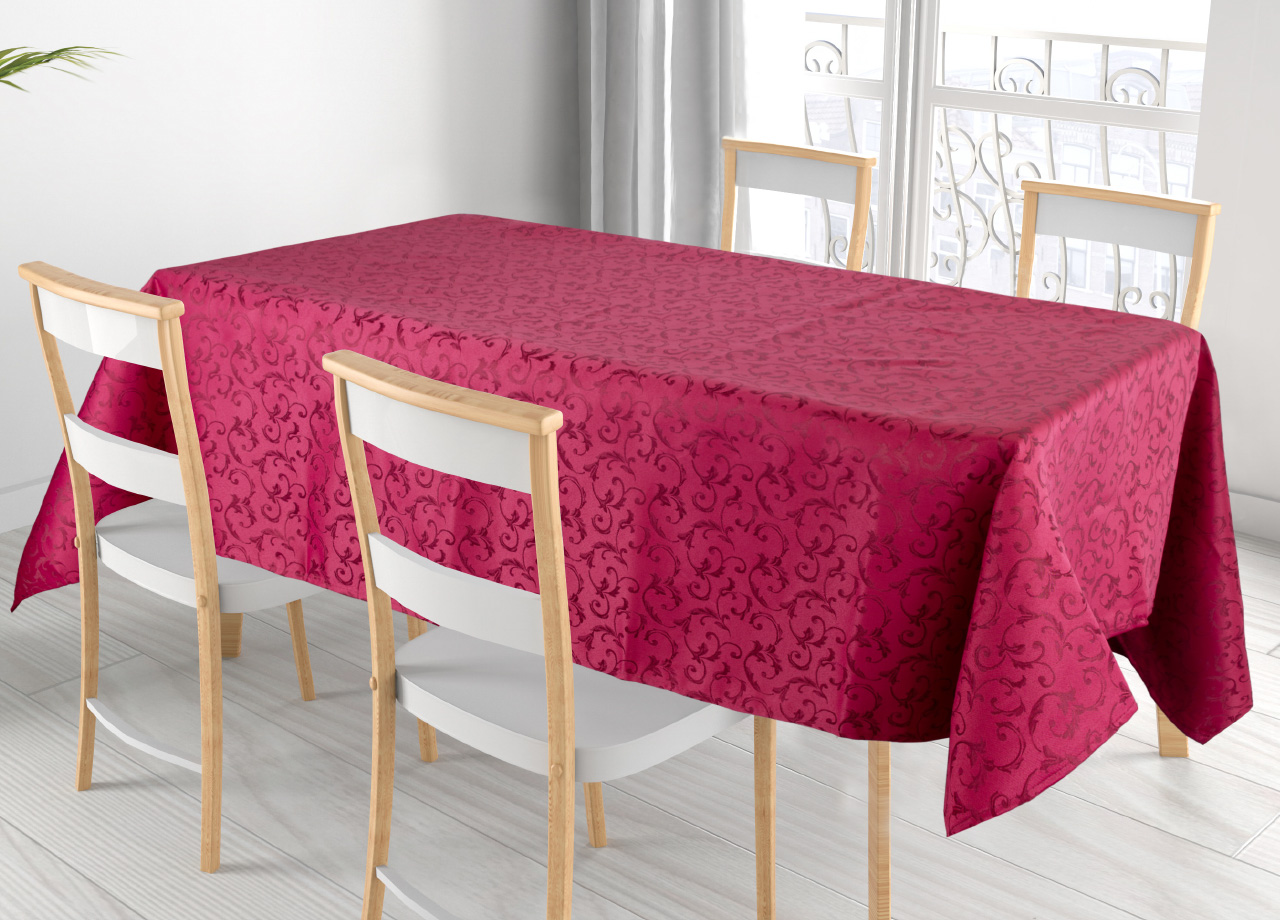 Image of Tovaglia Natale Cucina Soggiorno Antimacchia Idrorepellente Jacquard Queen Bordeaux - 140x450 - Queen