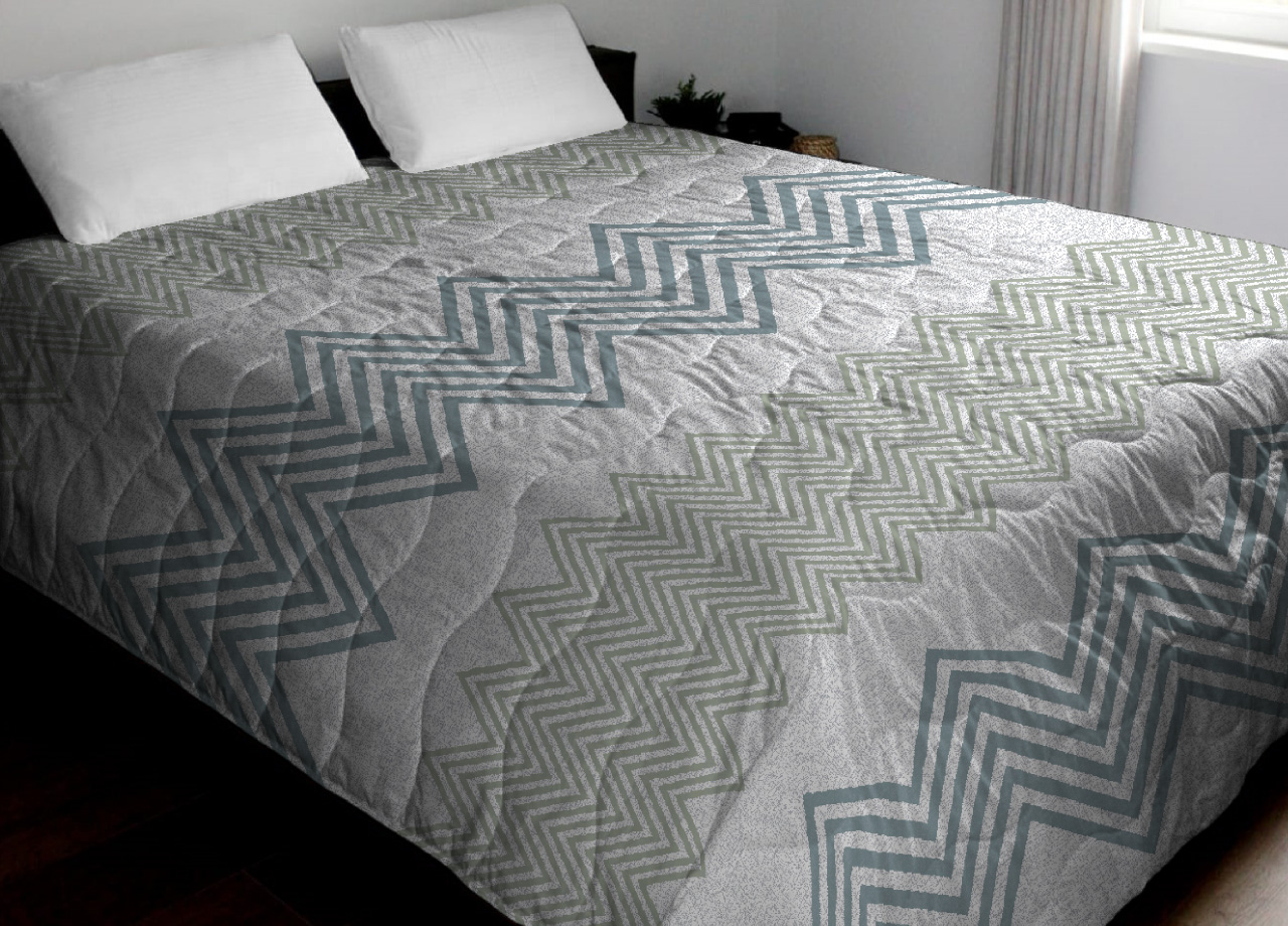 Image of Trapuntino Piumino Estivo Primaverile 100gr/mq Leggero Disegno Zig Zag - Matrimoniale - Verde